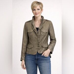 Scarva metallic tan coloured vintage blazer with formable collar size 10